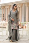 Grey Colour D 50134 By Zaveri Crush Satin Readymade Suits 